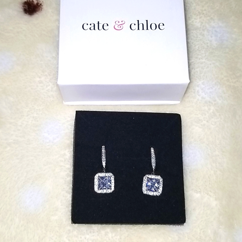 Cate & chloe 18k white gold plated earrings